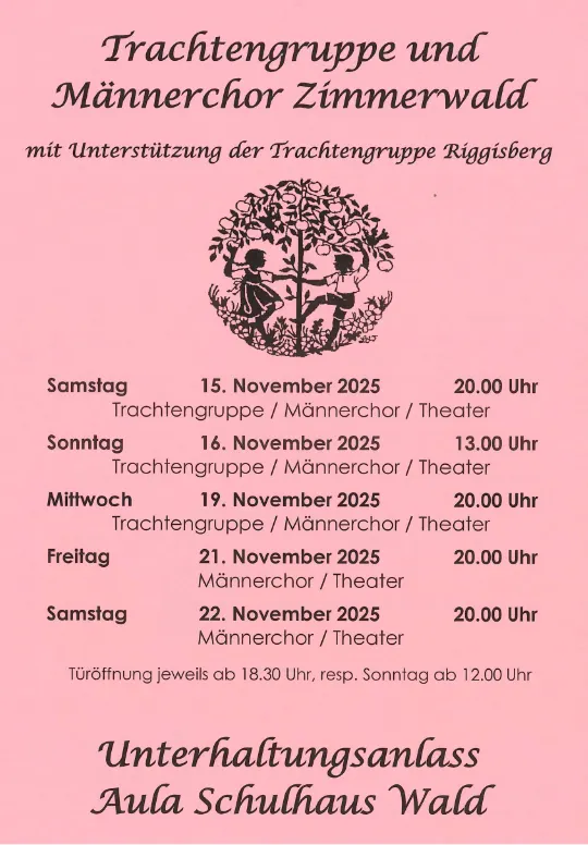 Plakat des Unterhaltungsanlasses 2025 mit allen Aufführungsdaten