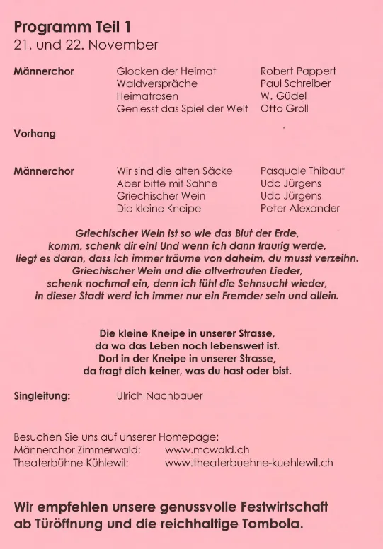 Programmseite des Unterhaltungsanlasses 2025